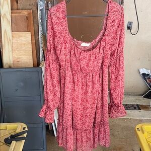 Altar'd State Pink Floral Dress with Long Sleeves